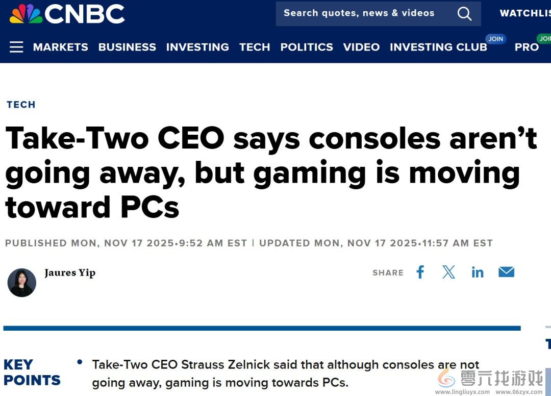 T2 CEO：主机不会消亡 但游戏的未来是PC(图2)